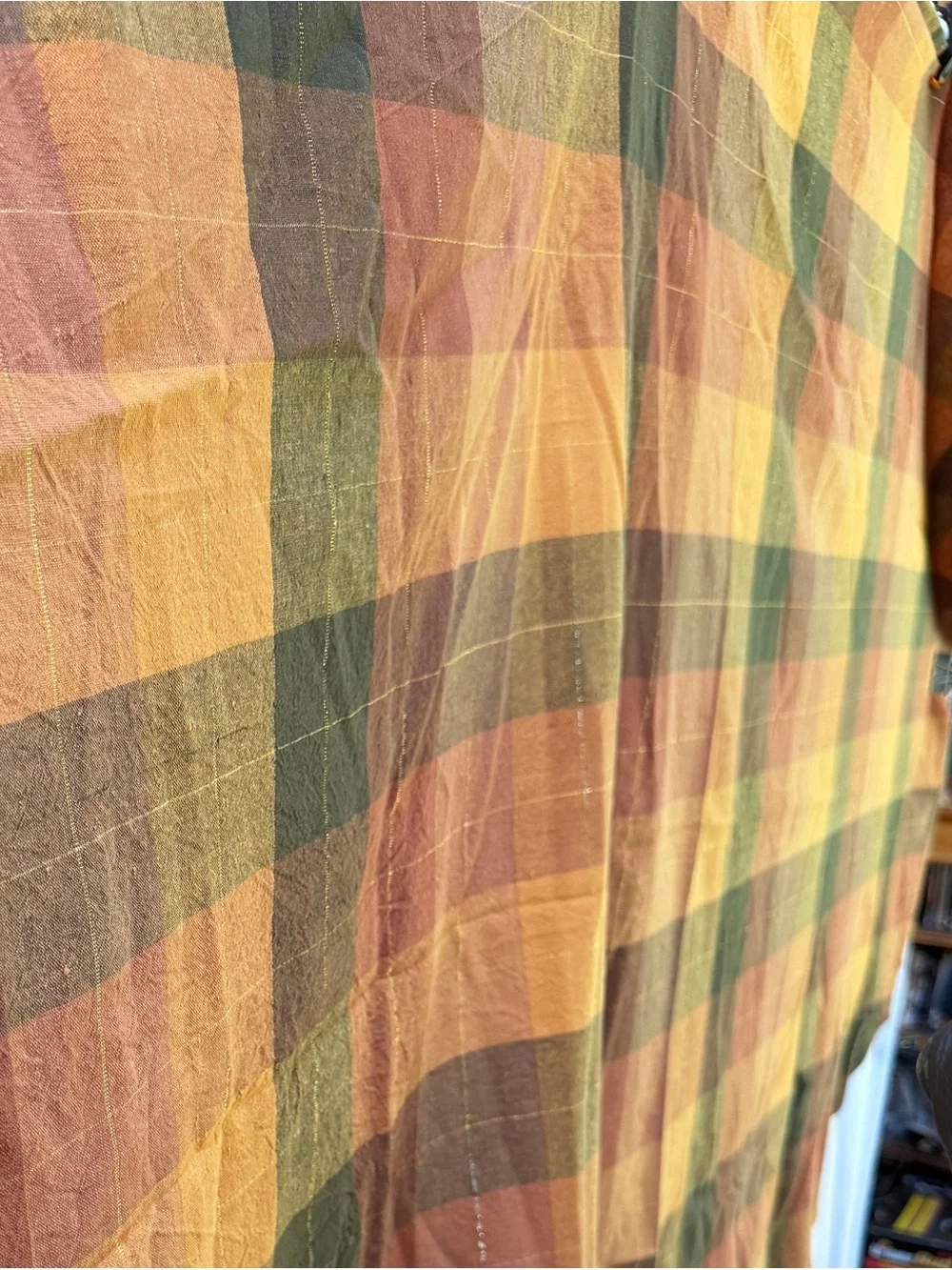 Autumn Plaid Tablecloth, Rounded Oblong  80”x57”